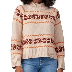Madewell Cream and Brown Turtleneck Sweater